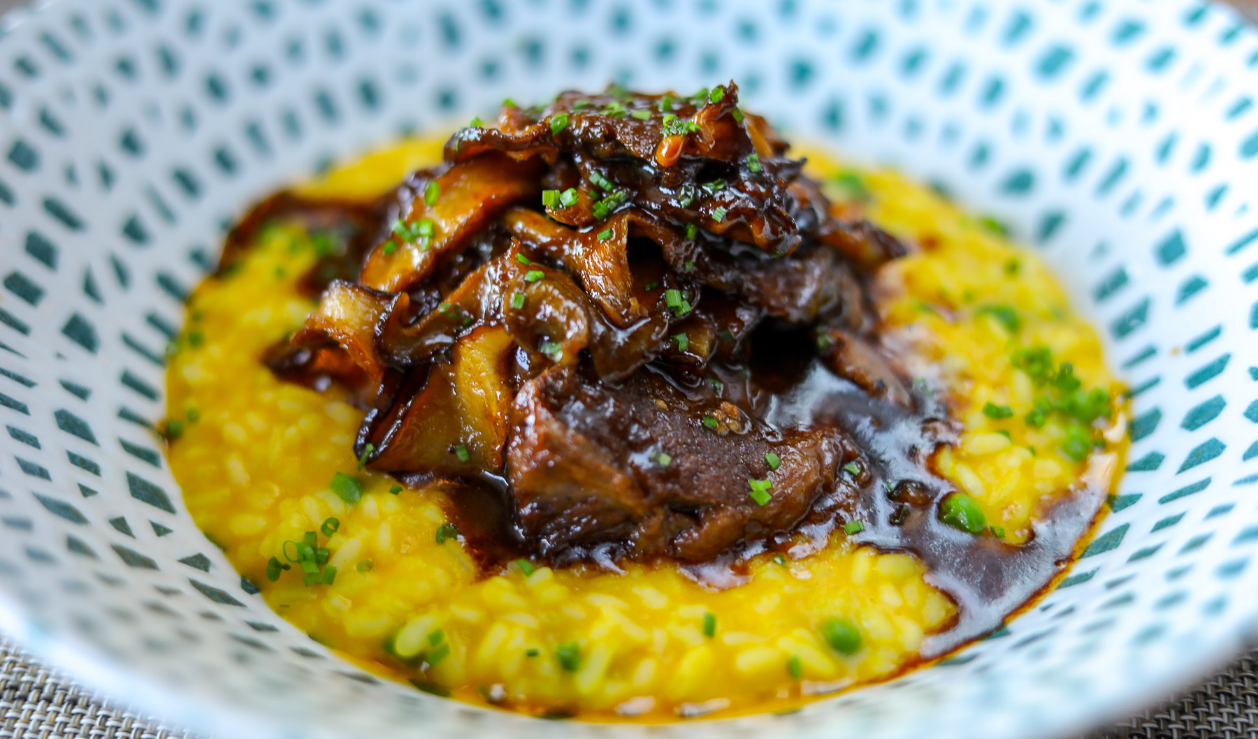 Short rib with saffron risotto